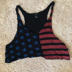 Black American Flag Crop Top